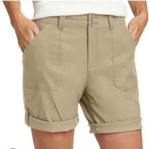 Eddie Bauer Bermuda Shorts Women's Size 6 Beige Khaki Rolled Hem Neutral Shorts